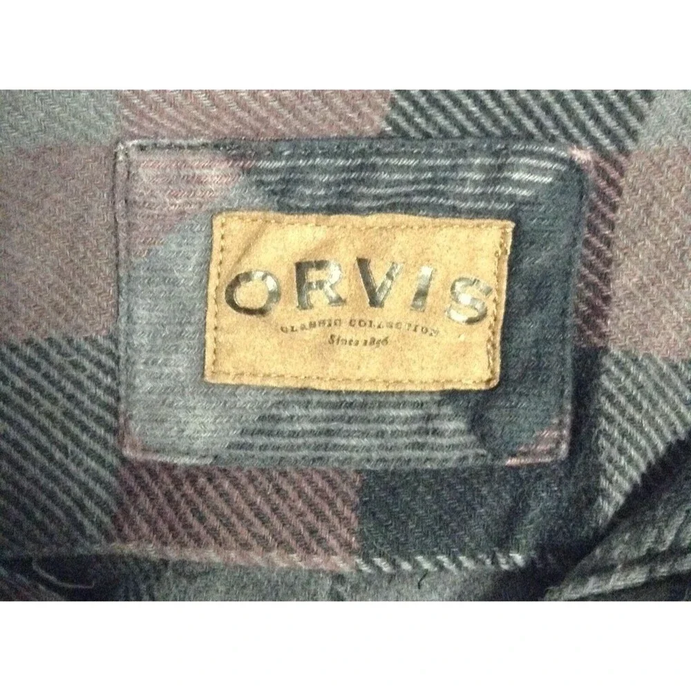 vtg Orvis Flannel Shirt Men 2XL Burgundy Plaid Overshirt Barn Workwear Jacket